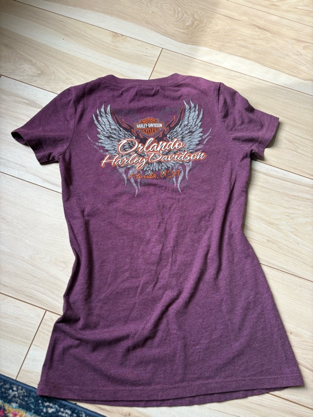 Harley Davidson Orlando Florida Wing Graphic Tee Y2K Biker T Shirt Womens Size S - Picture 5 of 8